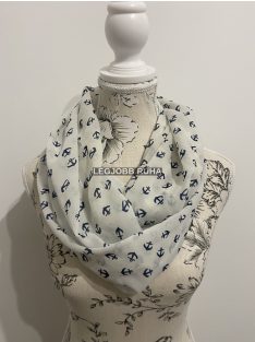   Tengerész stílusú, horgony mintás körsál, vékony anyagú átmeneti sál.